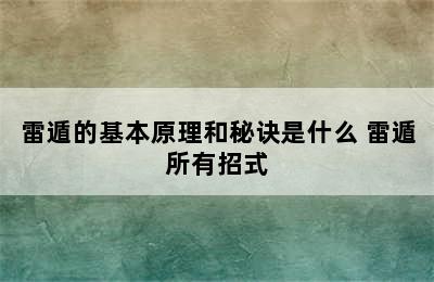 雷遁的基本原理和秘诀是什么 雷遁所有招式